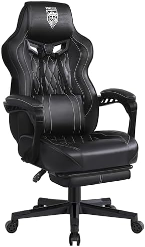 Vonesse Gaming Chair, Computer Office Chair with Footrest, Reclining Gaming Chairs for Adults, Big and Tall Ergonomic Gaming Chair with Lumbar Support and Massage (Black)