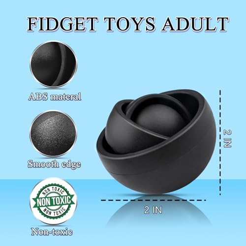 Fidget Toys Adults Pack, 4PC Black Fidget Spinner Set for Kids, Sensory Toys Boys Girls Teens Christmas Stocking Stuffers Party Favors, ADHD Autism Stress Relief Finger Toys, Gift for New Year