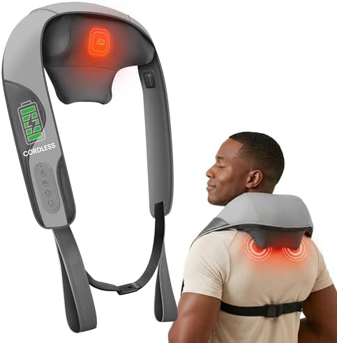 2026 Cordless 4D Shiatsu Neck and Shoulder Massager With Heat Pain Reilef