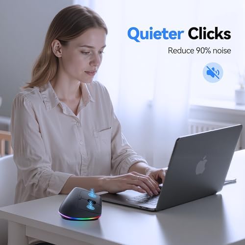 TECKNET RGB Bluetooth Ergonomic Mouse Rechargeable Wireless Multi-Device
