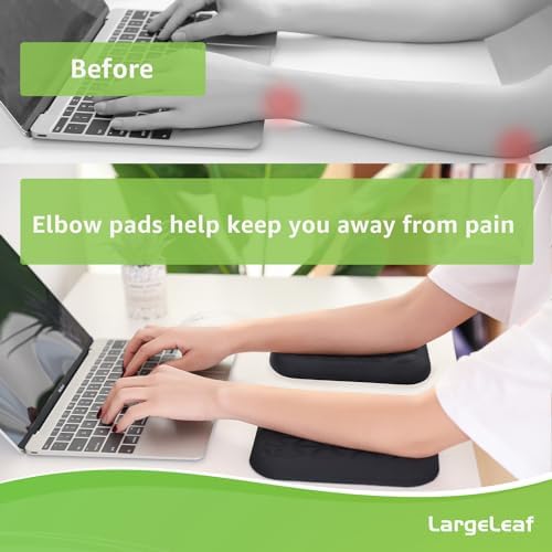 LargeLeaf Ergonomic Wrist & Elbow Rest Pad for Desk with Memory Foam & Non-Slip Base, Relieve Elbow Pain Armrest Wrist Support(7.8 * 5.1 inch, Black, 1)