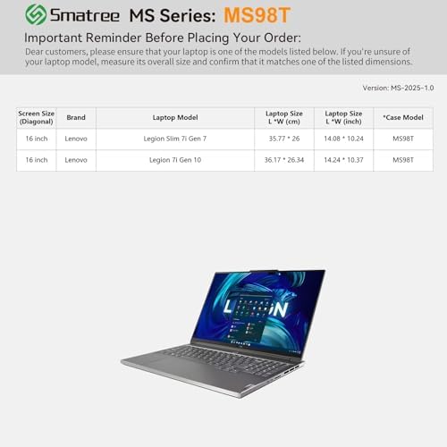 Smatree MS98T Hard EVA Case with Stand for 16 inch Lenovo Legion 7i Gen 10