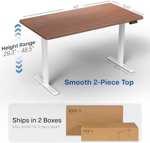 VIVO Dark Walnut 43 x 24 in Standing Desk, DESK-KIT-1W4D