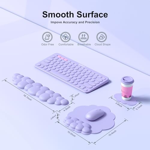 MOKURU Cloud Mouse Pad with Wrist Rest, Cloud Keyboard Wrist Rest, Mouse Pad Wrist Support, Ergonomic Keyboard Mouse Wrist Support (Purple)