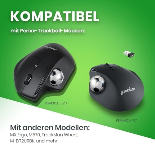 Perixx PERIPRO-303X2F 1.34 Inches Sports Trackball - Fun Novelty Baseball and Soccer Design - Compatible for M570, M575, PERIMICE-517/520/717/720, and Other 1.34inches Trackball Mouse