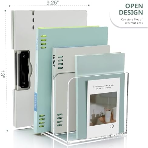 SANRUI Acrylic Magazine Holder Desk Organizer Workspace Sorter Clear 3 Slot
