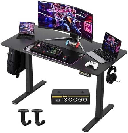 48 x 24 Inch Electric Standing Desk, 3 Memory Presets, Black