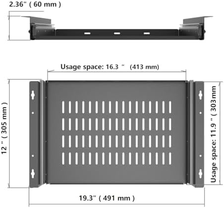 Sliding Under Desk Laptop Mount Shelf with Air Vents, 16" W