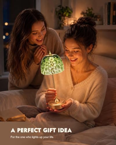 Nusogon Cordless Glass Table Lamp, 5200mAh Small Rechargeable Touch Lamp