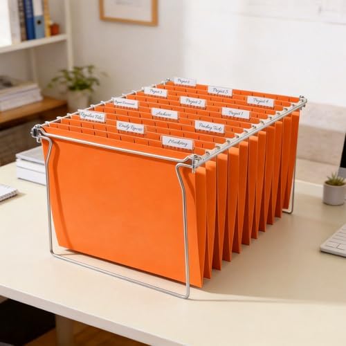 SUNEE Hanging File Folders, 25 Pack Letter Size Hanging File Folders with 1/5-Cut Tabs, Ideal for Home and Office Organization and Papers Classification,Orange
