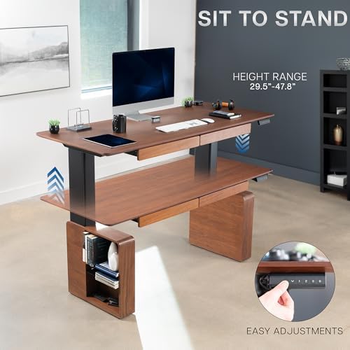 VIVO Walnut 71 x 30 in Executive Standing Desk, DESK-EX7230D