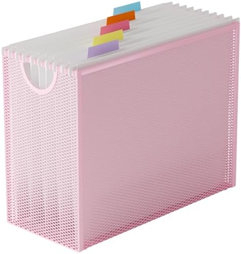 Letter-Size Hanging File Organizer (Pink, with 5 Grey Folders)