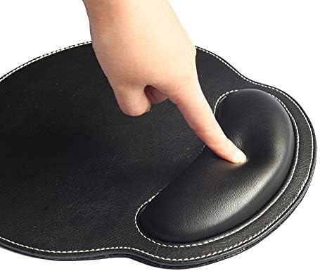 Mouse Pad Leather Wrist Rest Support, Ergonomic Memory Foam Mouse Wrist Rest Pad with Non Slip Rubber Base, Durable, Comfortable Mousepad for Computer Pain Relief at Home, Office, Work Travel, Black