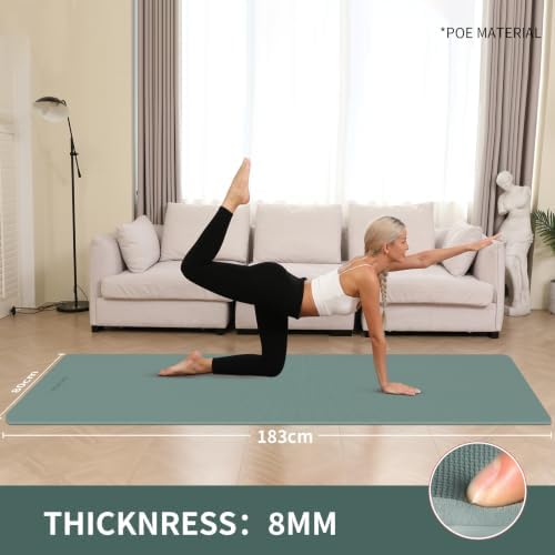 Extra Wide & Thick 8mm Yoga Mat, 72"x31.5"