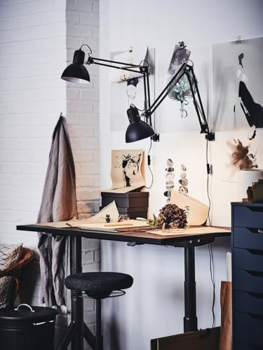 Adjustable Swing Arm Desk Lamp, Dark Gray Steel, 7 Inch Shade, LED Compatible, with Clamp Mount, 4.9 Ft Cord