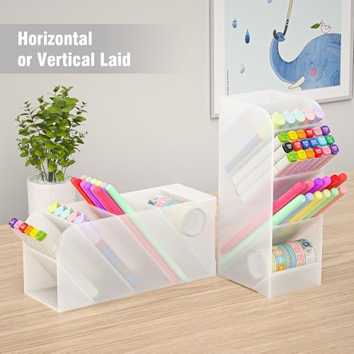 Asten Pen Holder, Pencil Holder for Desk, Pen Organizer (Clear, 3 Pack)