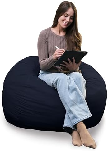 Big Joe Fuf Medium Foam Filled Bean Bag Chair with Removable Cover, Cobalt Lenox, Durable Woven Polyester, 3 feet Big