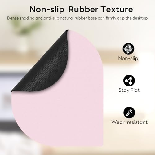 Contoured Oval Mouse Pad 6x8in Non-Slip for Laptop,Pink