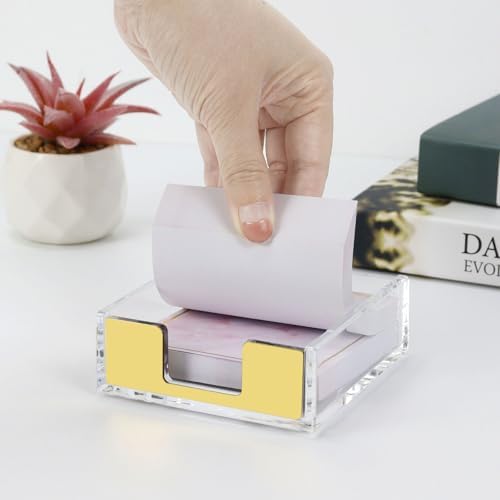 MultiBey Gold Sticky Note Holder Clear Acrylic Memo Pad Dispenser