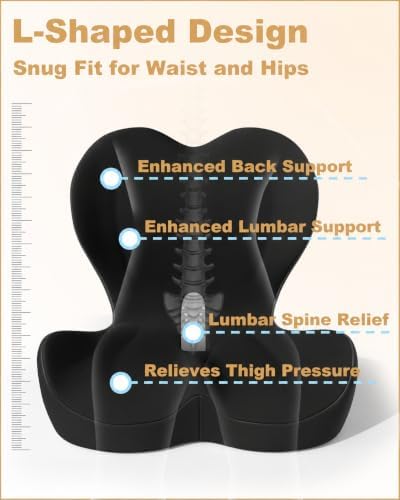 Office Chair Seat Cushion with Back Lumbar Support, Ergonomic Memory Foam