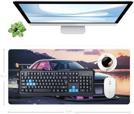 JDM Car R34 Large Mouse Pad, 35.4" x 15.7" Japanese Car Purple Sea Cool Desk Mat Computer Accessories Gaming Office Organizers Supplies Decor Essentials Keyboard Pads for Desk Rubber