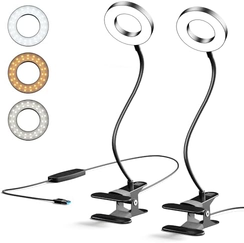 LED Desk Lamp Table Lamp with USB Charging Port (2 Pack Clip Lamp)