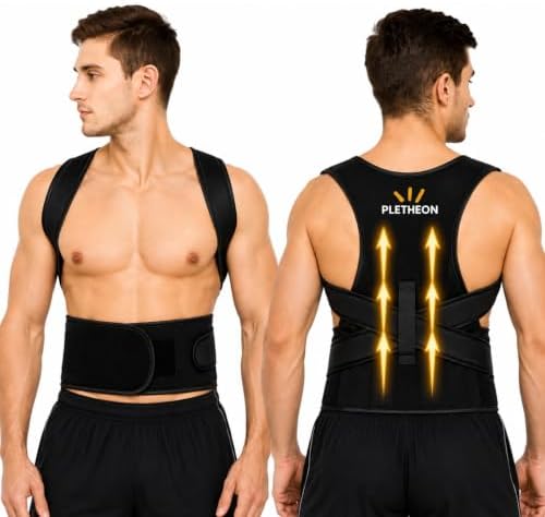 Posture Corrector for Men & Women | Adjustable Upper Back & Shoulder Support Brace for Posture Alignment, Neck & Back Support | Lightweight & Comfortable Daily Wear (Black)