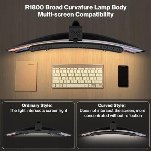 Monitor Light Bar, Curved Computer Monitor Lamp for Eye Caring LED Dimmable Screen Light Bar, 3 Color Temperature Mode Lights, Touch Control USB Powered Monitor Lamp for Desk/Office/Home/Game