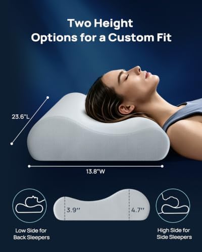 Releep Gel Memory Foam Pillow, Wave Contour Neck Support Pillow, Cooling Cervical Neck Pillow with Airflow Holes, Ergonomic Orthopedic Pillow for Side and Back Sleepers