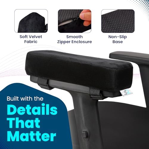 Arm Rest Cushion - Set of 2 Office Chair Arm Pads for Elbow Pain Relief - Computer Office Chair Arm Covers for Comfortable Desk Setup