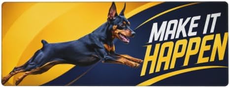Mini Pinscher Gaming Mouse Pad Large Mouse Pad 11.8x31.5 in Yellow