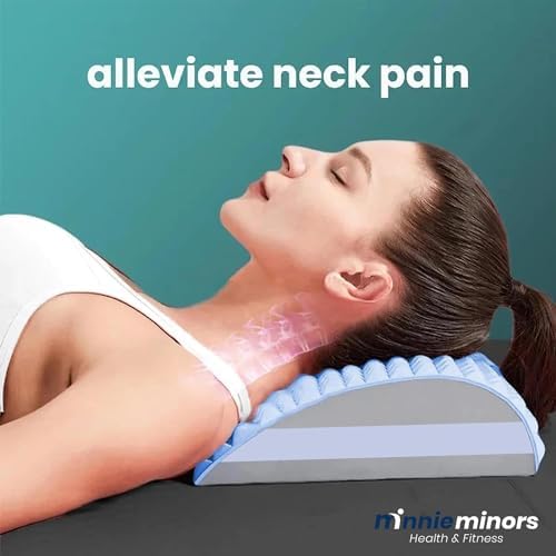 Acemend Neck & Back Stretcher Refresh Neck & Back Stretcher Posture Corrector Lumbar Back Stretcher for Lower Back Pain Relief Adjustable Sciatica Pain Relief Device Lower Back Upper Back (Blue)