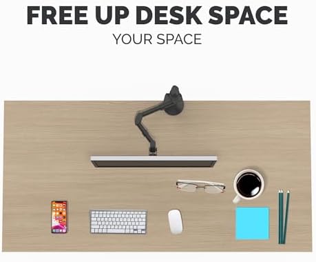 Fellowes Reflex Series Adjustable Monitor Arm for Desk, Supports 32 Inch Monitors, Ergonomic Single Monitor Stand with VESA Mount, Easy Setup with Grommet or Clamp, 8502501 Black