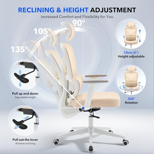 Ergonomic Office Chair Mesh – Adjustable Lumbar 3D Armrests High-Back Desk