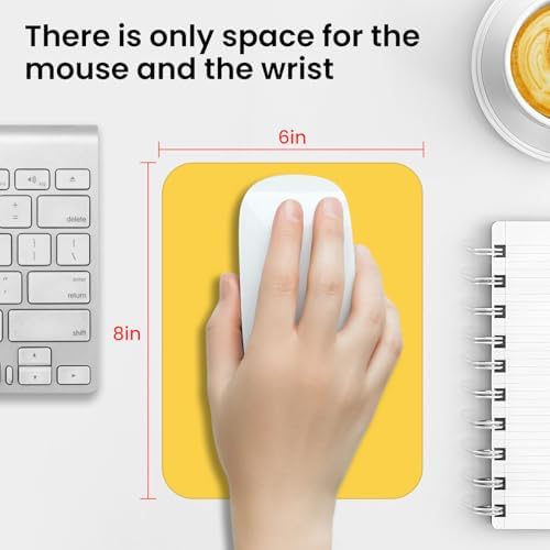 Small Mouse Pad 6 x 8 Inch, Horizontal and Vertical Flexible use. Great for Traveling, Wireless laptops, Keyboard Trays, Offices, etc. (Yellow)
