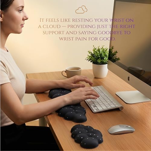 Silky Cloud Wrist Rest Set for Keyboard & Mouse, 16.9", Black Star
