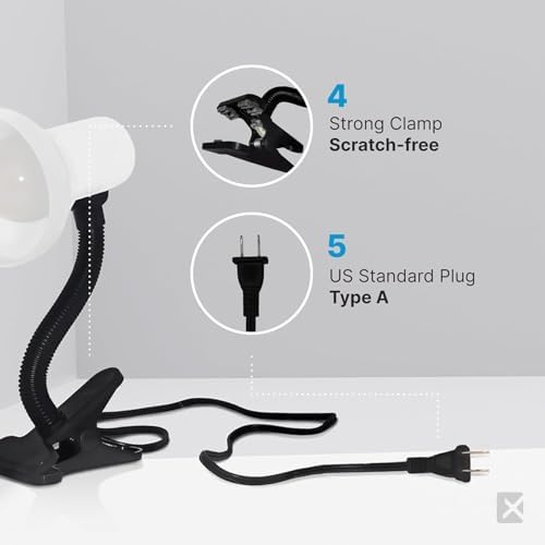 Xtricity LED Clip on Desk Lamp with 360° Flexible Gooseneck, White Finish