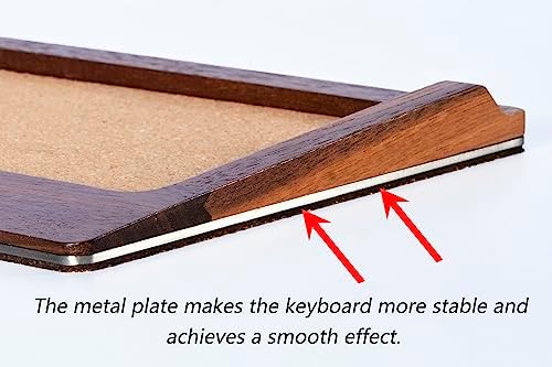 SAMDI Apple iMac Stand Base, Stainless Steel/Wooden Keyboard Tray - Magic Keyboard Mounting Platform - Black Walnut