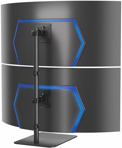 VIVO Freestanding Dual Vertically Stacked Ultra-Wide Monitor Desk Stand, Extra Tall Heavy Duty Adjustable Mount for 2 Ultrawide Screens up to 45 inches, 25 lbs Per Screen Capacity, Black, STAND-V200L