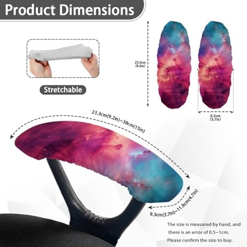 2 Piece Galaxy Print Office Chair Arm Covers, Removable Office Chair Cover Stretchy Armrest Covers for Computer Rotating Boss Chairs, Home Decor