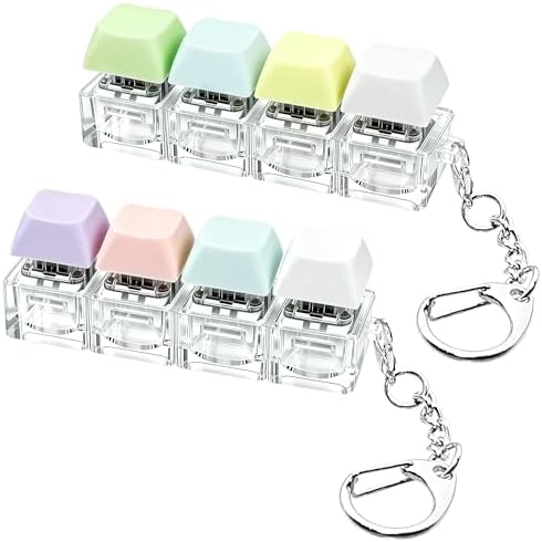 2 PCS Keyboard Fidget Toy, Keyboard Fidget Keychain 4-in-1 Keyboard Decompression Button Finger Clicker Toys, Button Stress Relief Fidget Gifts to Relief Stress (Blue White Pink Purple)