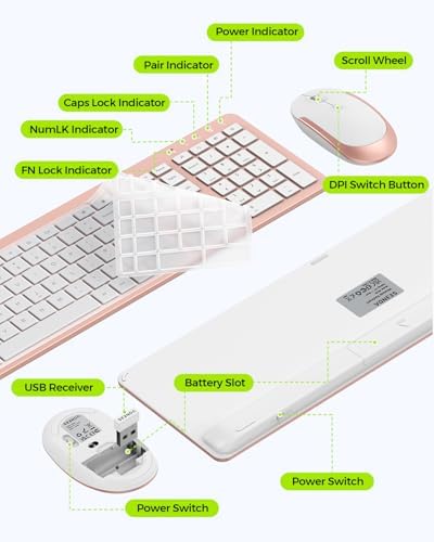 seenda Wireless Keyboard and Mouse Combo, Slim Full-Size Design