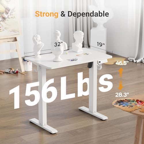YDN Electric Standing Desk, 32x19 Inch, White
