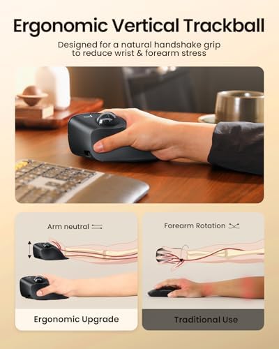 ProtoArc EM05 NL Wireless Trackball Mouse, Vertical Trackball Mouse