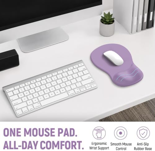 Ergonomic Mouse Pad with Wrist Rest, Gel Wrist Support, Purple