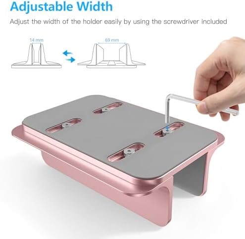 OMOTON Vertical Laptop Stand Holder, Adjustable Dock for MacBook, Rose Gold