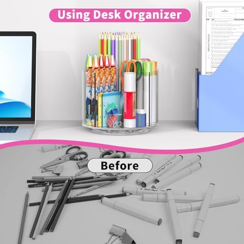 Small Pencil Organizer for Desk Acrylic Art Organizer Clear 4 Compartments