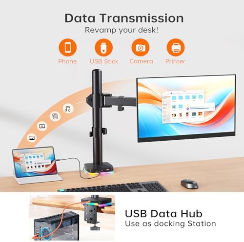 Afaloona RGB Convertible Laptop and Monitor Mount with USB Hub, Adjustable
