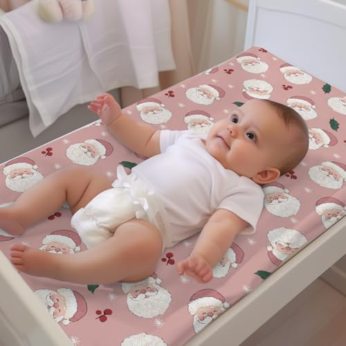 Christmas Theme Winter Holiday Snowflakes Leaves Pattern Baby Changing Pad Cover, Unisex Christmas Nursery Diaper Changing Table Pad Mat Sheet for Boys Girls-16x32