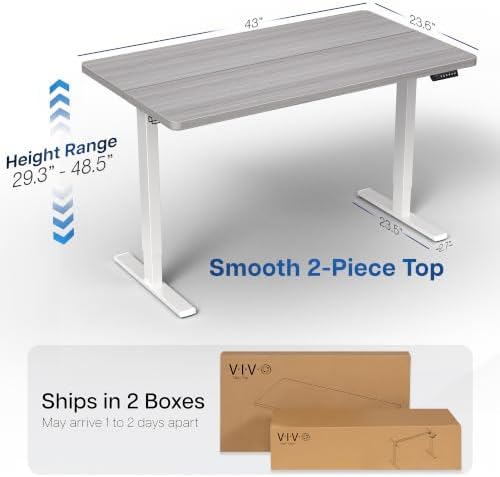 VIVO Dark Gray 43 x 24 in Standing Desk, DESK-KIT-1W4G